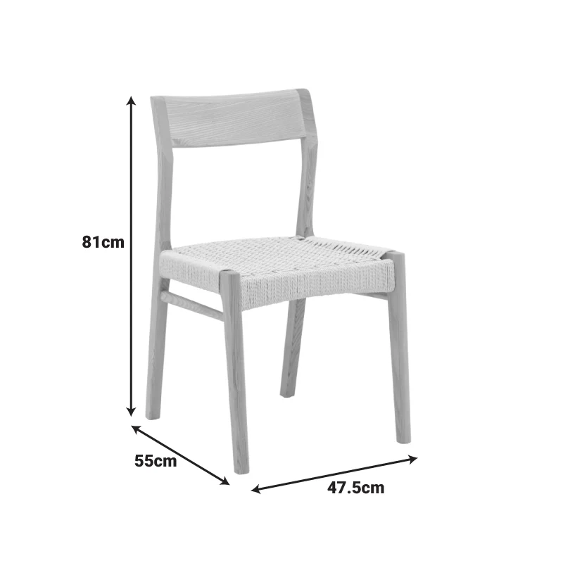 Стол KARLINDA естествен буков дървесина-естествен цвят въже 47.5x55x81см
