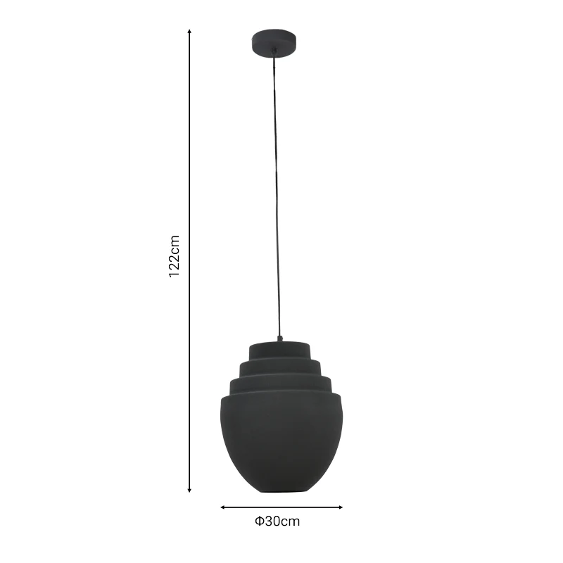 Плафон kelsy e27 черен метал d30x122см