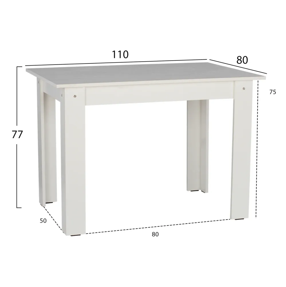 Маса трапезна KELVIN 110x80см/77см -бял цвят