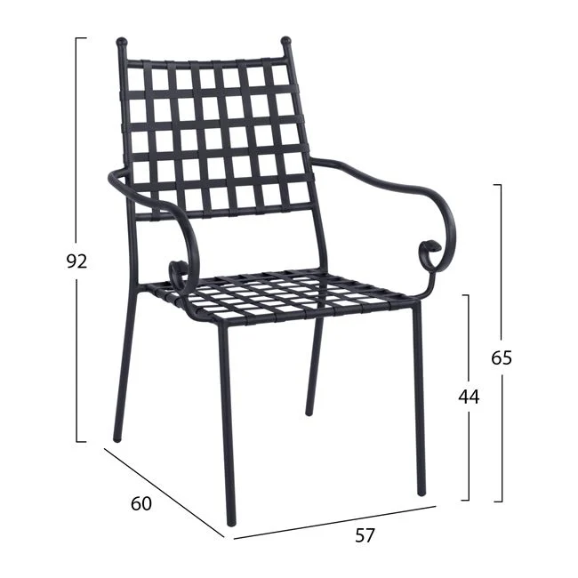Стол KENNEDY черен цвят метал 57x60x92