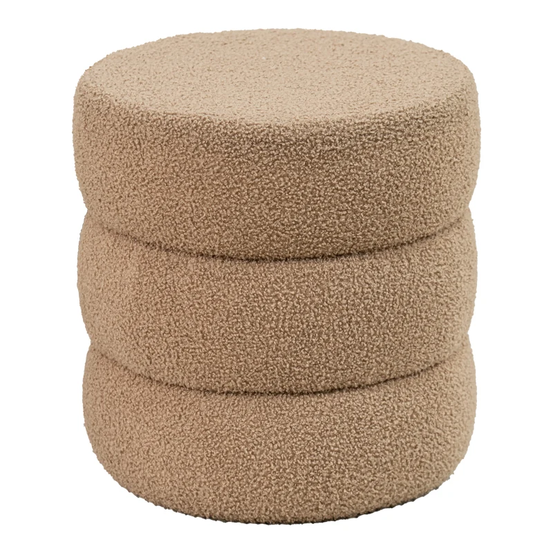 Пуф табуретка KIOTO teddy плат кафяв D40x40см