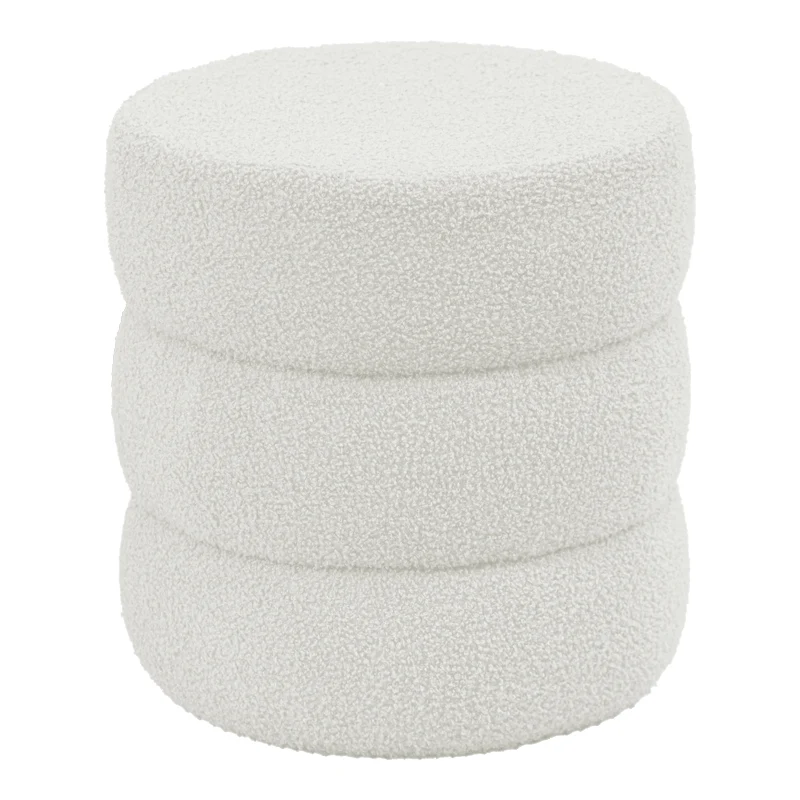 Пуф табуретка KIOTO teddy плат бял D40x40см