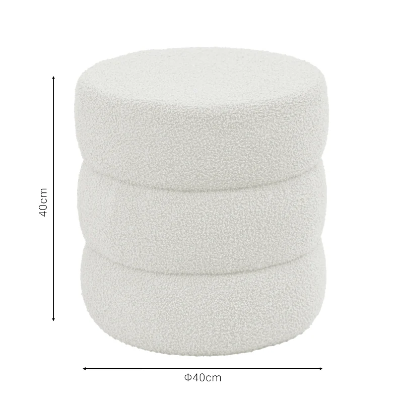 Пуф табуретка KIOTO teddy плат бял D40x40см
