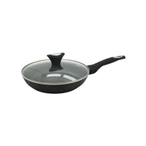 Тиган с капак Klausberg KB 7038, 22 см, Мраморно покритие, Мека дръжка, Индукция, Черен
