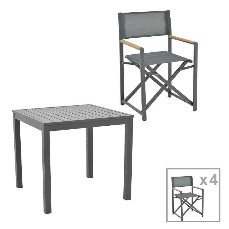 Комплект Kliton-Mabu от 5части алуминий в нюанс антрацит с маса 80x80x74см