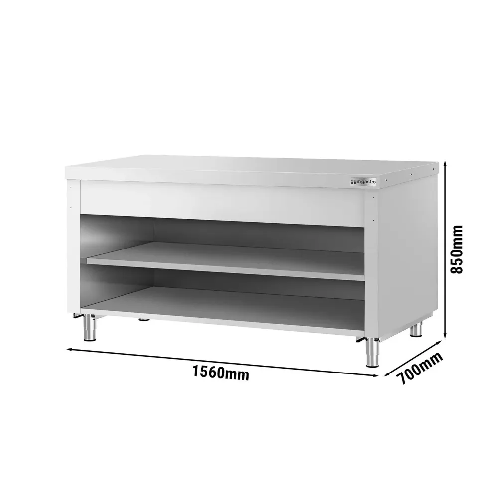 Професионален Работен шкаф от неръждаема стомана KOPENHAGEN - 1560x700mm - с междинен рафт