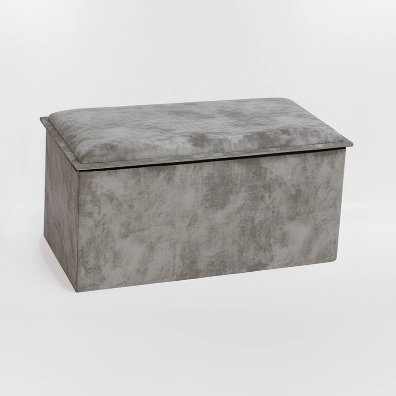 Табуретка-куфар KOPER кадифе в бежов нюанс 76x38x38см