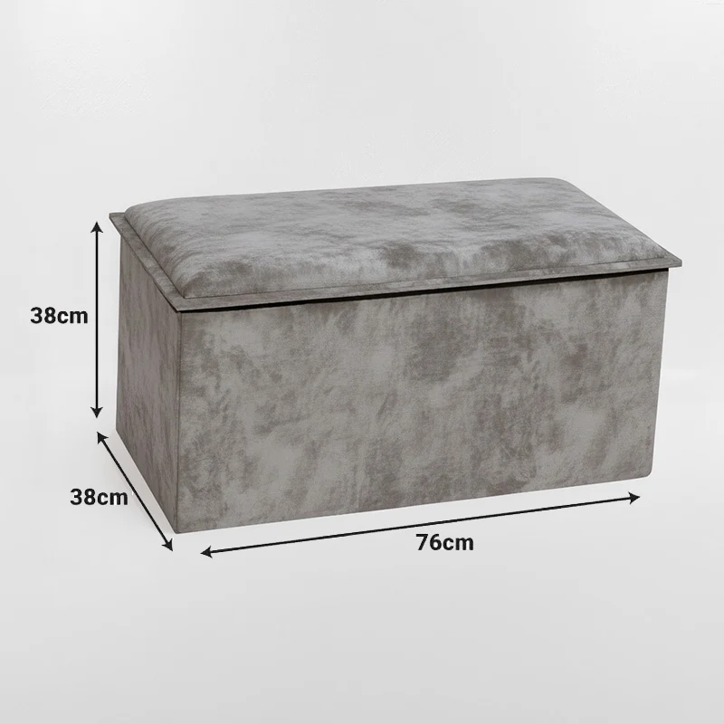 Табуретка-куфар KOPER кадифе в бежов нюанс 76x38x38см