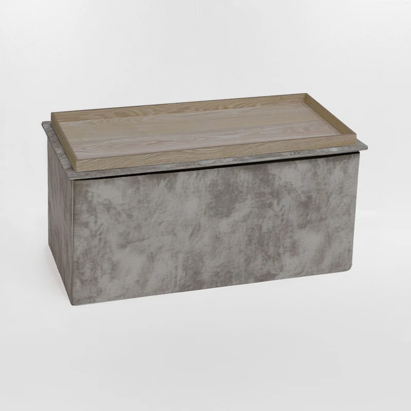 Табуретка-куфар KOPER кадифе в бежов нюанс 76x38x38см