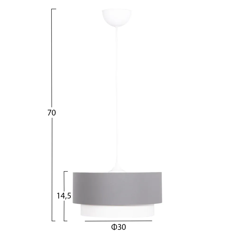 Цилиндричен плафон KRIKS pvc в бяло-сиво φ30x70ηcm
