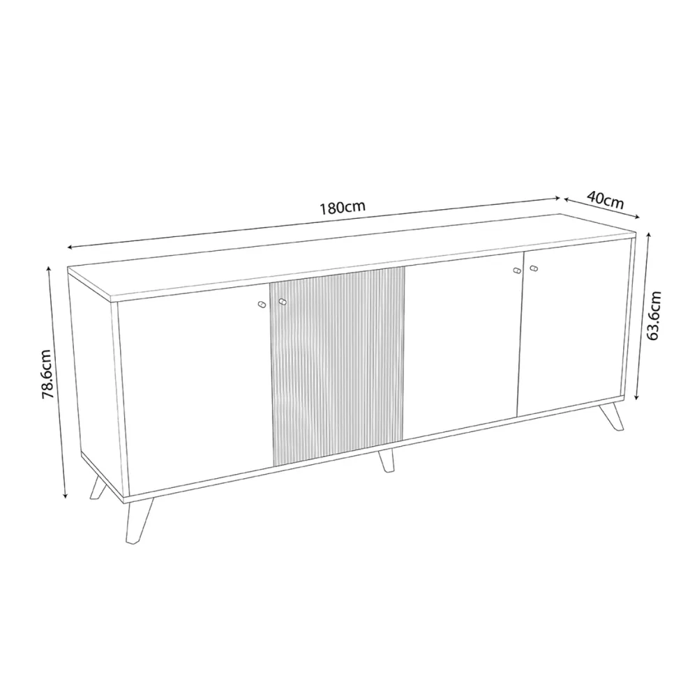 Бюфет KRUDEN цвят черен-натурал 180x40x78.6cм