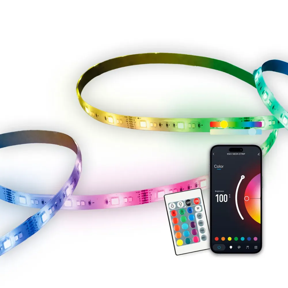 KSIX Смарт LED лента RGB + CCT, 5 метра, 1800lm, 2700K-6500K – Управление чрез Tuya Smart, Alexa и Google Home