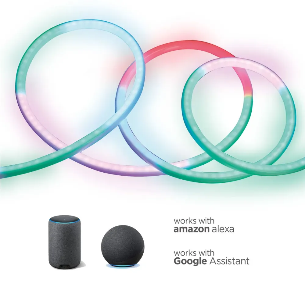 KSIX Смарт външна неонова LED лента RGBIC, 5 м, 32W, 380lm, IP65 – Tuya Smart, WiFi управление