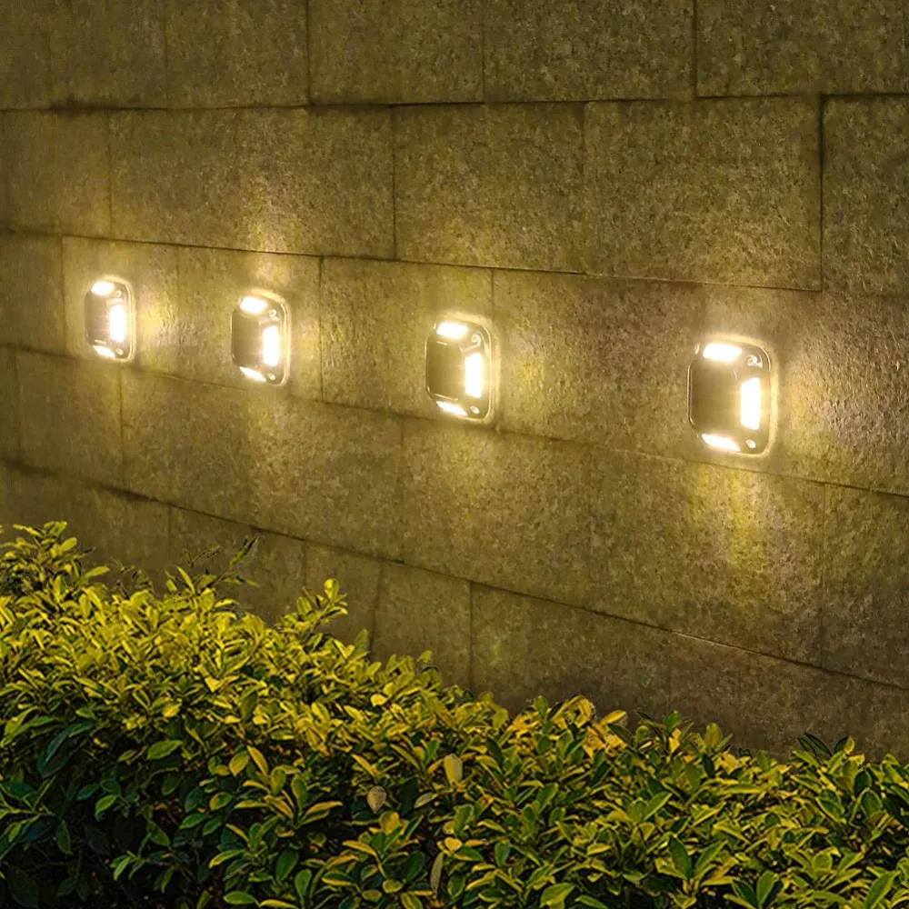 Lampa solara LED pentru gradina Flippy, 8 LED-uri, prindere de perete sau impamantare, IP65, forma patrat, material ABS si...