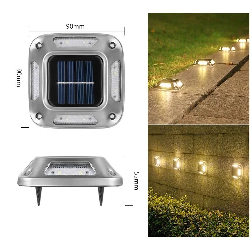 Lampa solara LED pentru gradina Flippy, 8 LED-uri, prindere de perete sau impamantare, IP65, forma patrat, material ABS si...