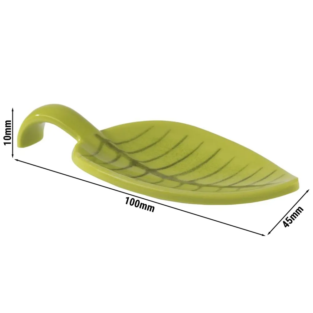 (50 бр.) Лъжица за предястия LEAF - Меламин - 100mm - Зелен