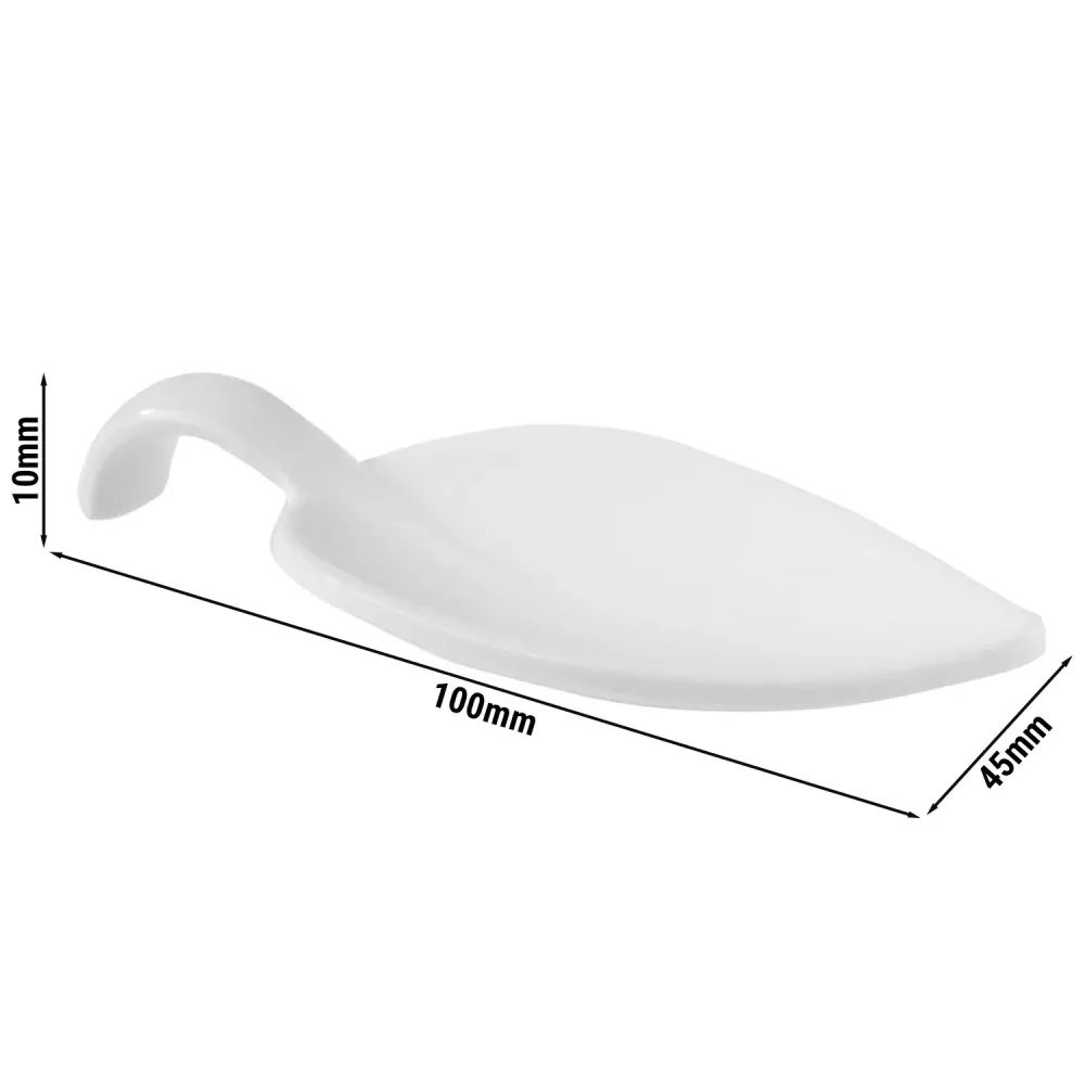 (50 бр.) Комплект лъжички за хапки LEAF - Меламин - 100mm - Бял