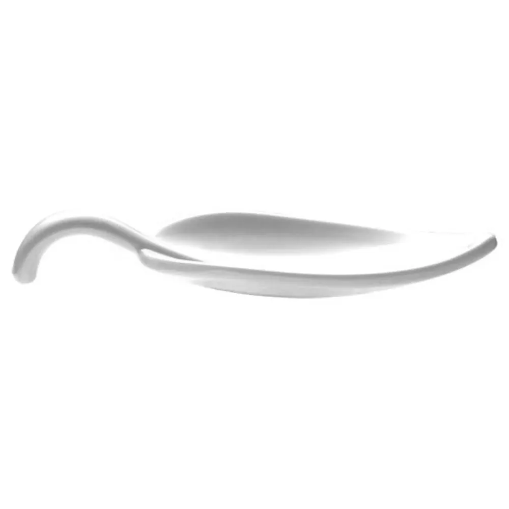 (50 бр.) Комплект лъжички за хапки LEAF - Меламин - 100mm - Бял