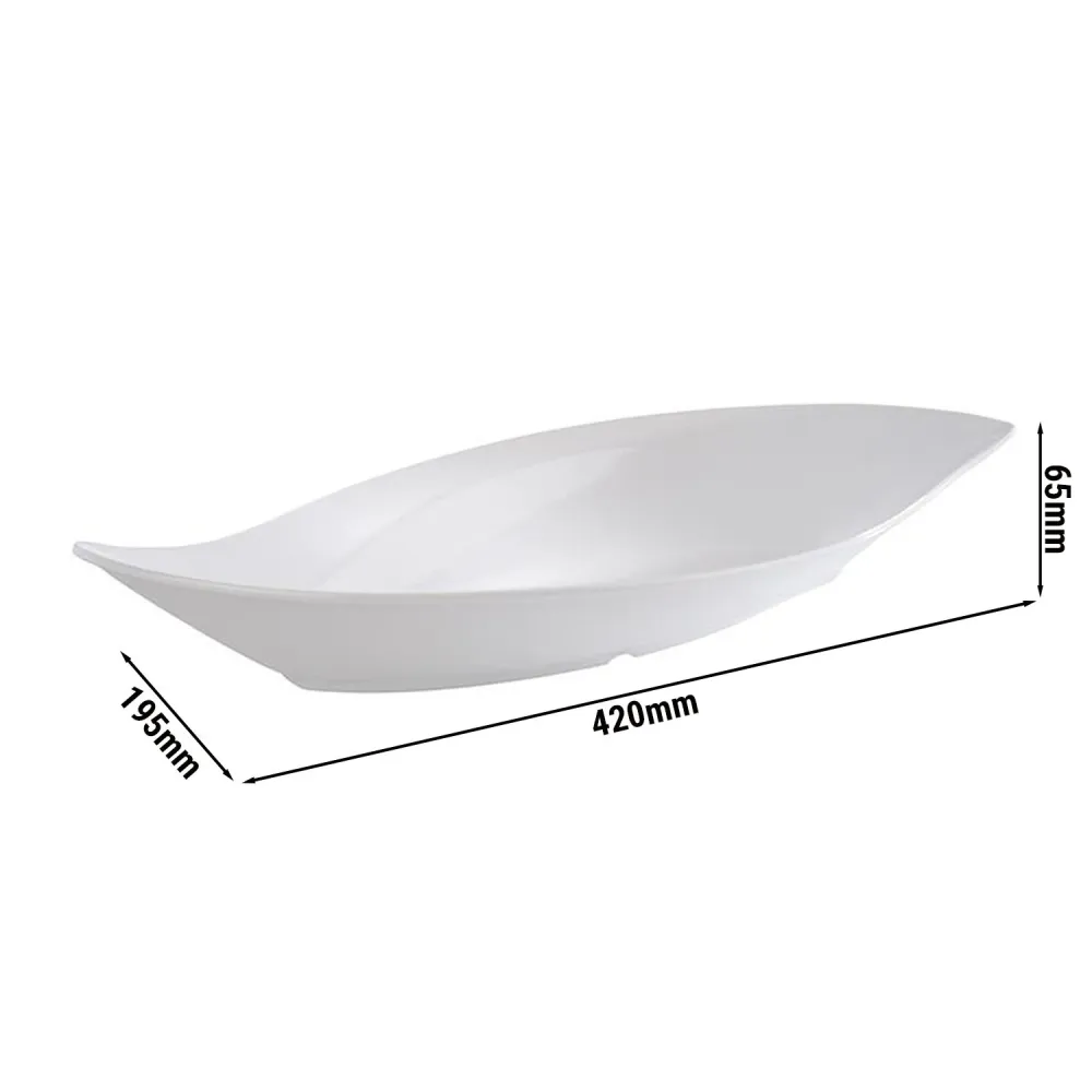 (6 бр.) Купа - LEAF - Меламин - 1L - правоъгълна - 420x195mm - Дълбочина: 65mm - Бяло