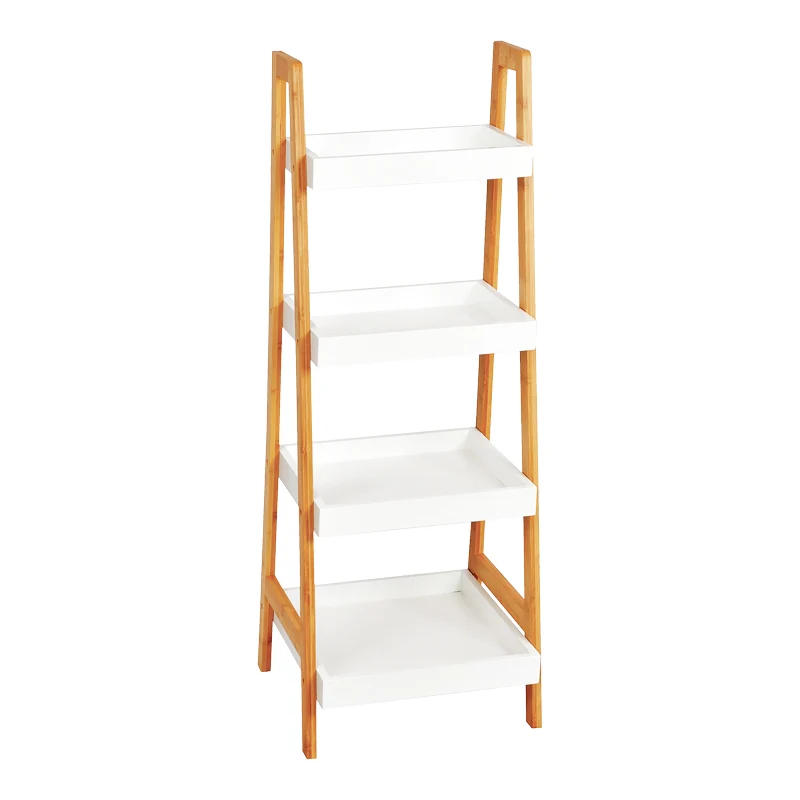 Подов рафт Leby бамбук-mdf в бяло-естествен цвят 35x34x98см