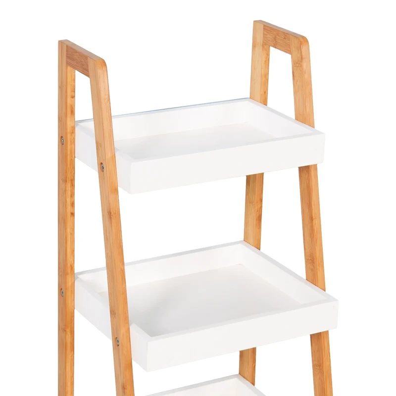 Подов рафт Leby бамбук-mdf в бяло-естествен цвят 35x34x98см