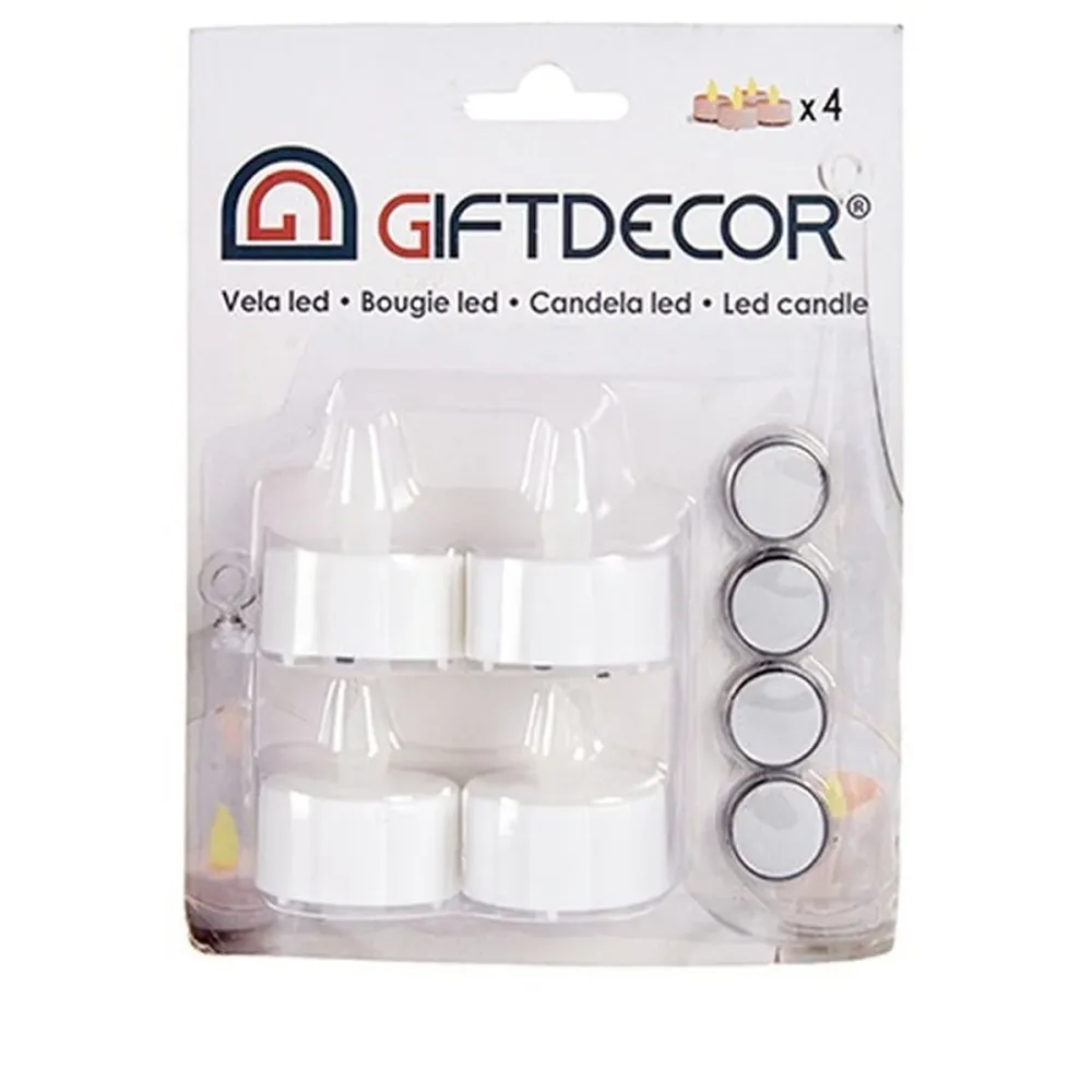 Комплект Свещи LED Бял 4 x 4 x 3,7 cm (12 броя)