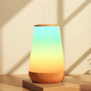 LED нощна лампа - с дървесен релефен мотив, топла светлина, настолна лампа за спалня