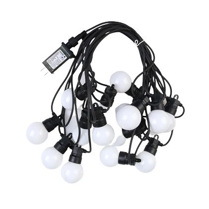 Коледна инсталация, 5 метра, 10 кръгли LED крушки, за външна употреба със зареждане от източник на захранване
