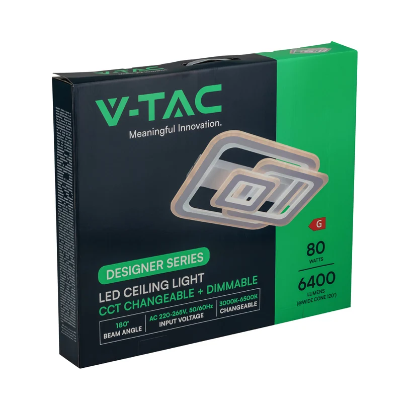 LED ПЛАФОН 80W ДИСТАНЦИОННО УПРАВЛЕНИЕ БЯЛ 84040 V-TAC