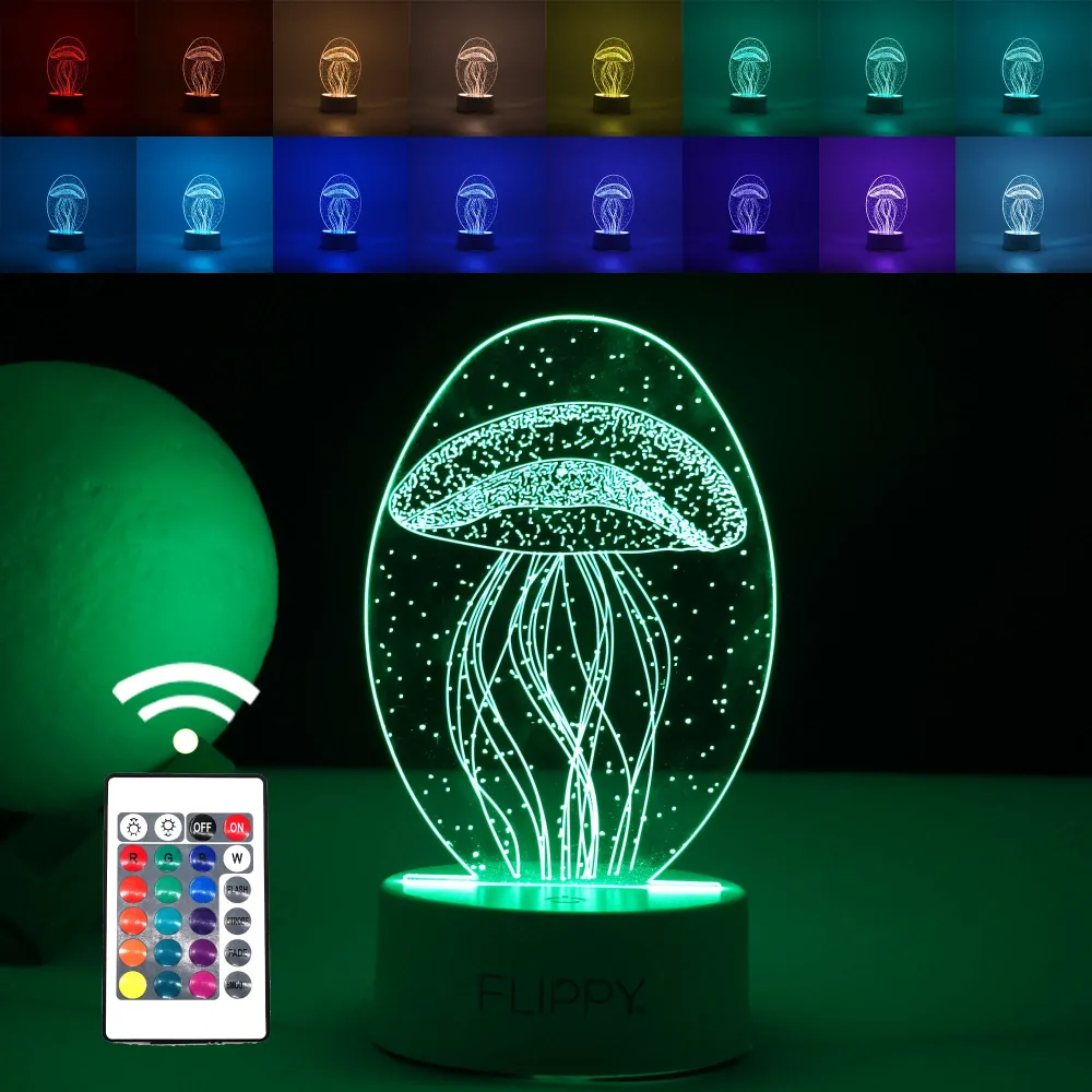 Декоративна LED лампа, 3D, Медуза, изработена от акрилен материал и светлина , бяла