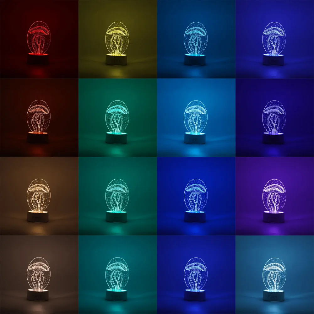 Декоративна LED лампа, 3D, Медуза, изработена от акрилен материал и светлина , бяла