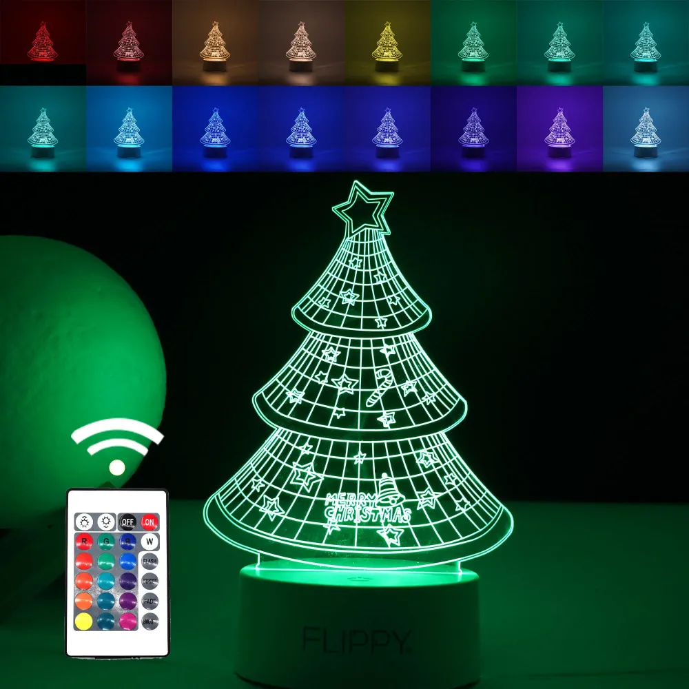 Декоративна LED лампа, 3D, коледна елха, изработена от акрилен материал и светлина , бяла