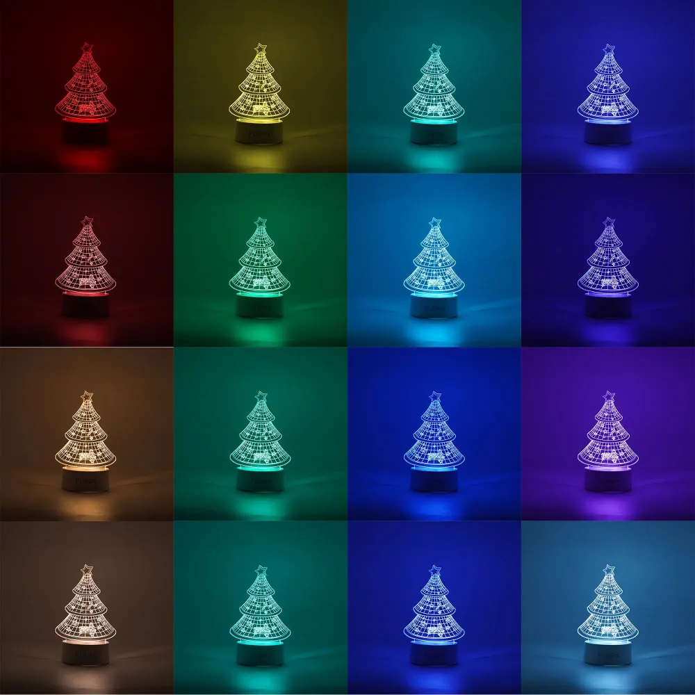 Декоративна LED лампа, 3D, коледна елха, изработена от акрилен материал и светлина , бяла