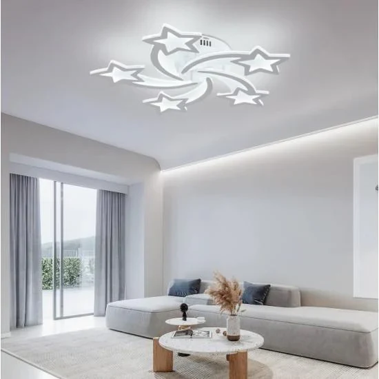 LED плафон, 96W, Форма на звезда „Звезда 5“ , 6000K, Алуминий, Студена бяла светлина