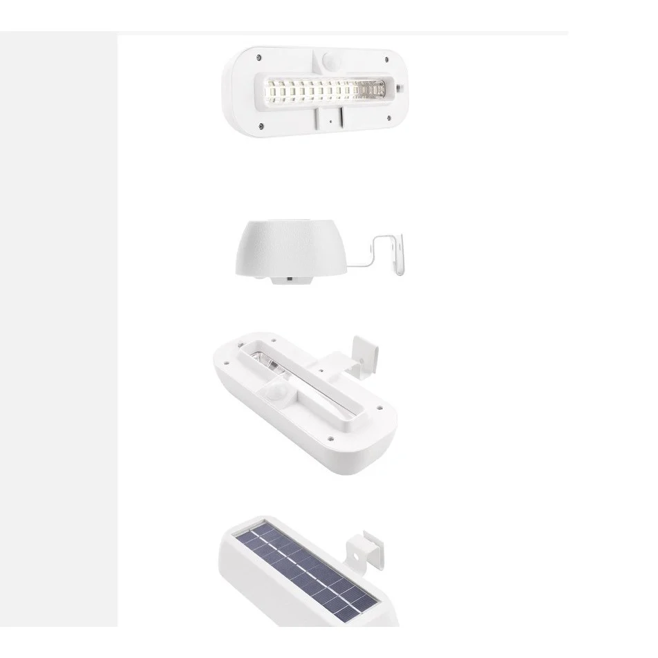 Правоъгълна соларна LED стенна лампа, 18 X 7 см, сензор за движение, 6V, ABS, 2200Mah, водоустойчива, студено бяла светлин...