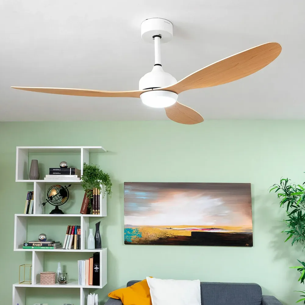Вентилатор за Таван с LED Светлина и 3 Перки ABS Wuled InnovaGoods Дървен 36 W 52" Ø132 cm