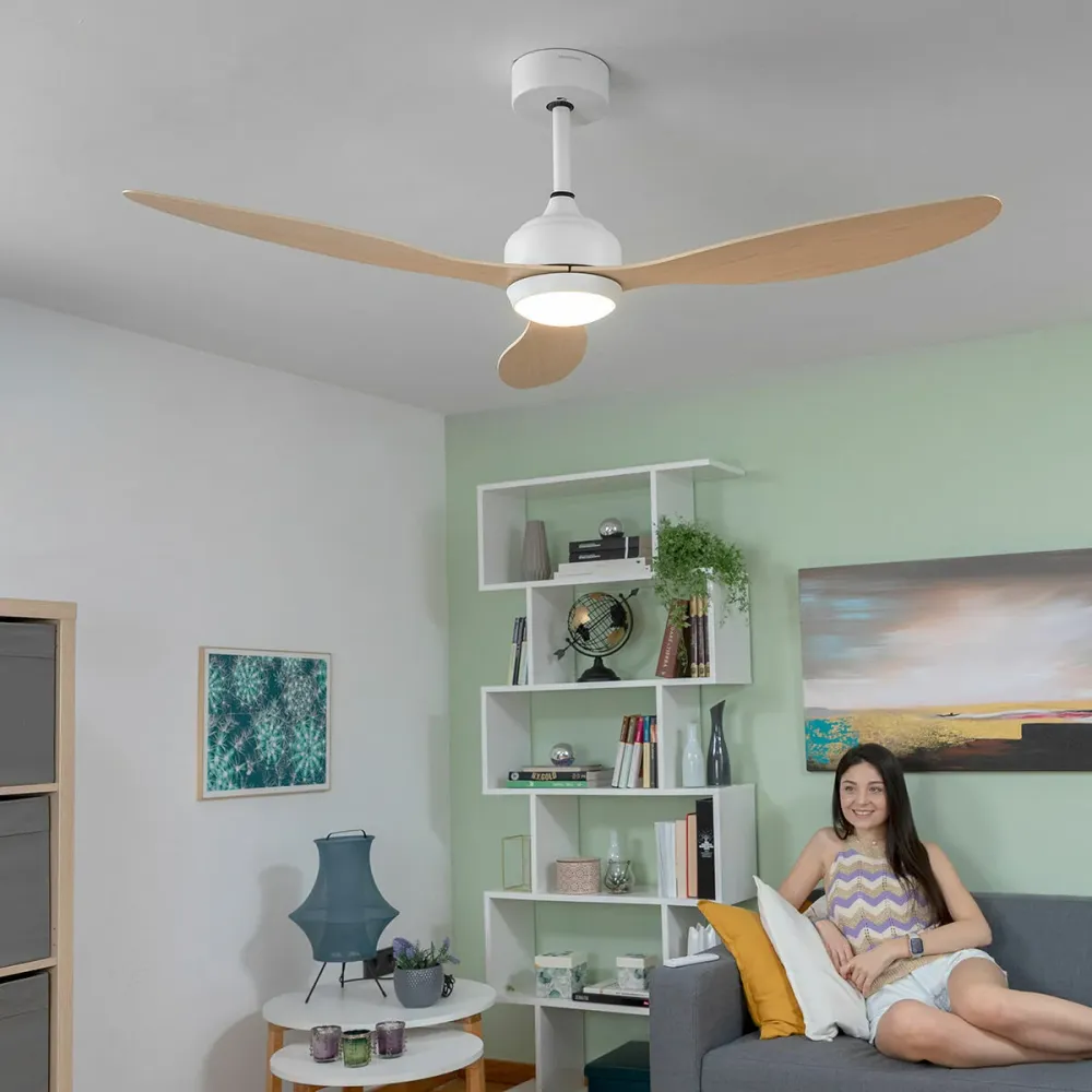 Вентилатор за Таван с LED Светлина и 3 Перки ABS Wuled InnovaGoods Дървен 36 W 52" Ø132 cm
