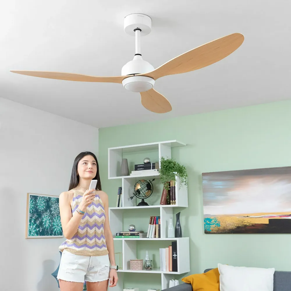 Вентилатор за Таван с LED Светлина и 3 Перки ABS Wuled InnovaGoods Дървен 36 W 52" Ø132 cm