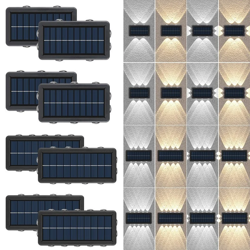 Соларна лампа, 8+4 LED, топла светлина, изработена от ABS+PC, IP65