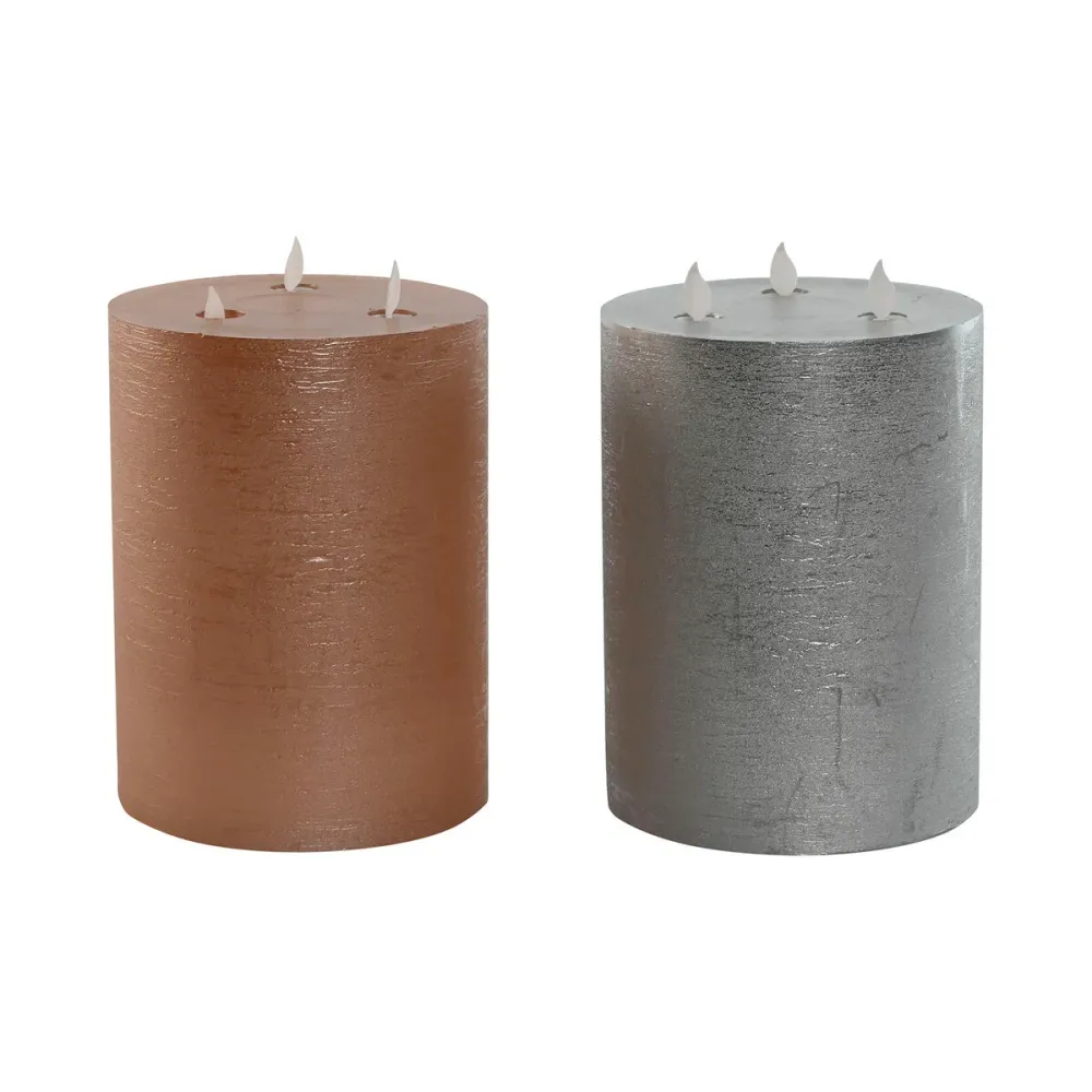 LED Свещ DKD Home Decor Златен Сребрист 15 x 15 x 20 cm (AA) (2 броя)