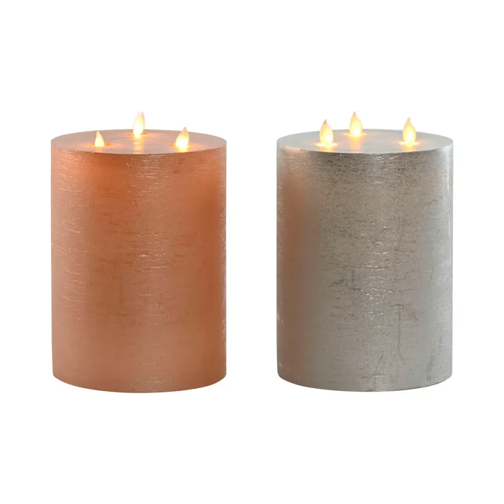 LED Свещ DKD Home Decor Златен Сребрист 15 x 15 x 20 cm (AA) (2 броя)