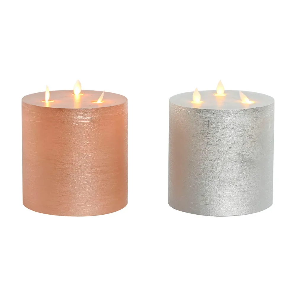 LED Свещ DKD Home Decor Златен Сребрист 15 x 15 x 15 cm (AA) (2 броя)