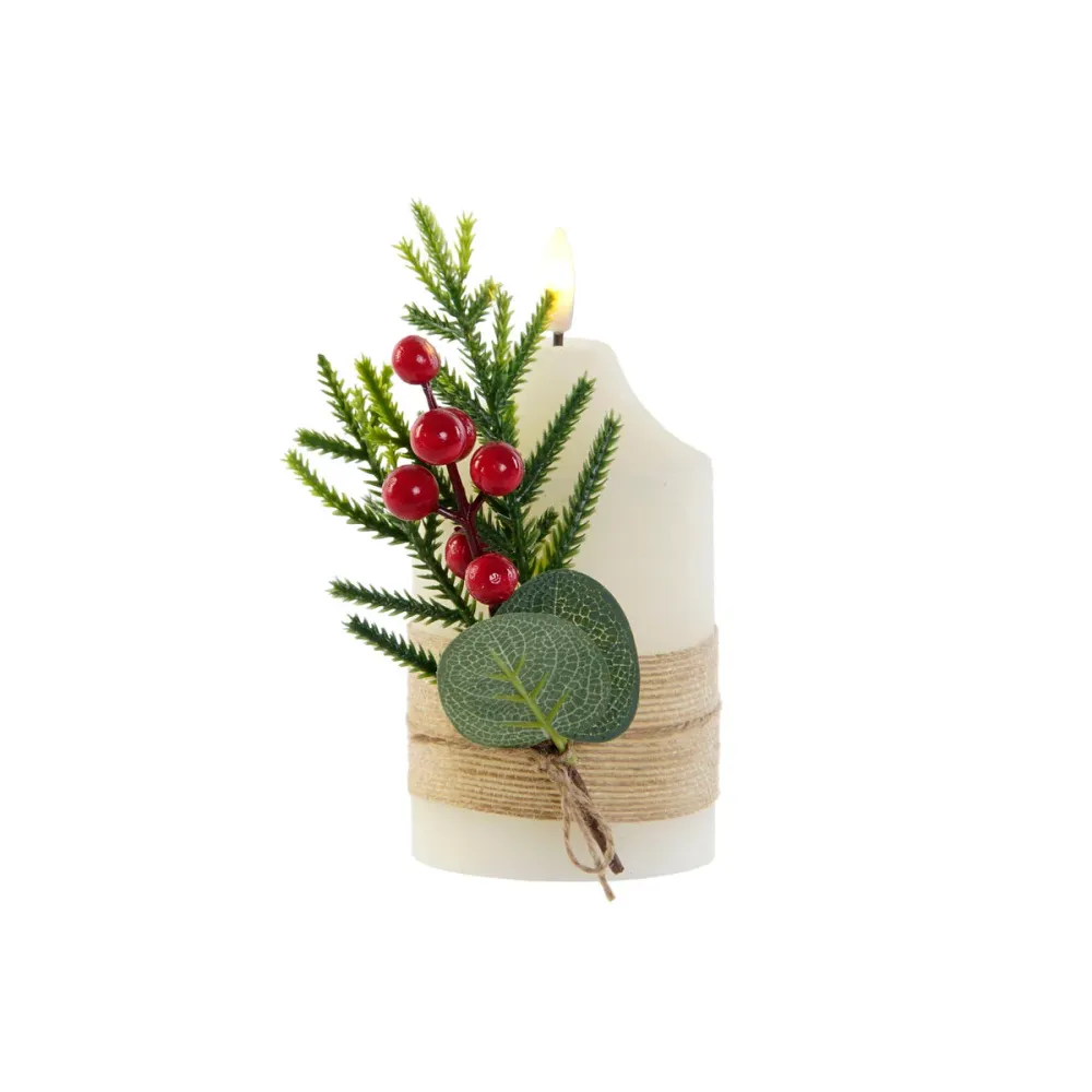 LED Свещ DKD Home Decor Бял 7 x 7 x 12 cm (AA)