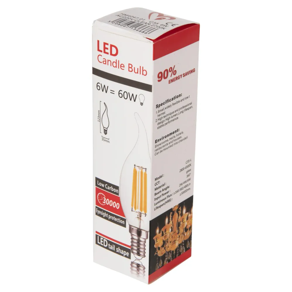 Led крушка 6W E14 3000K прозрачна