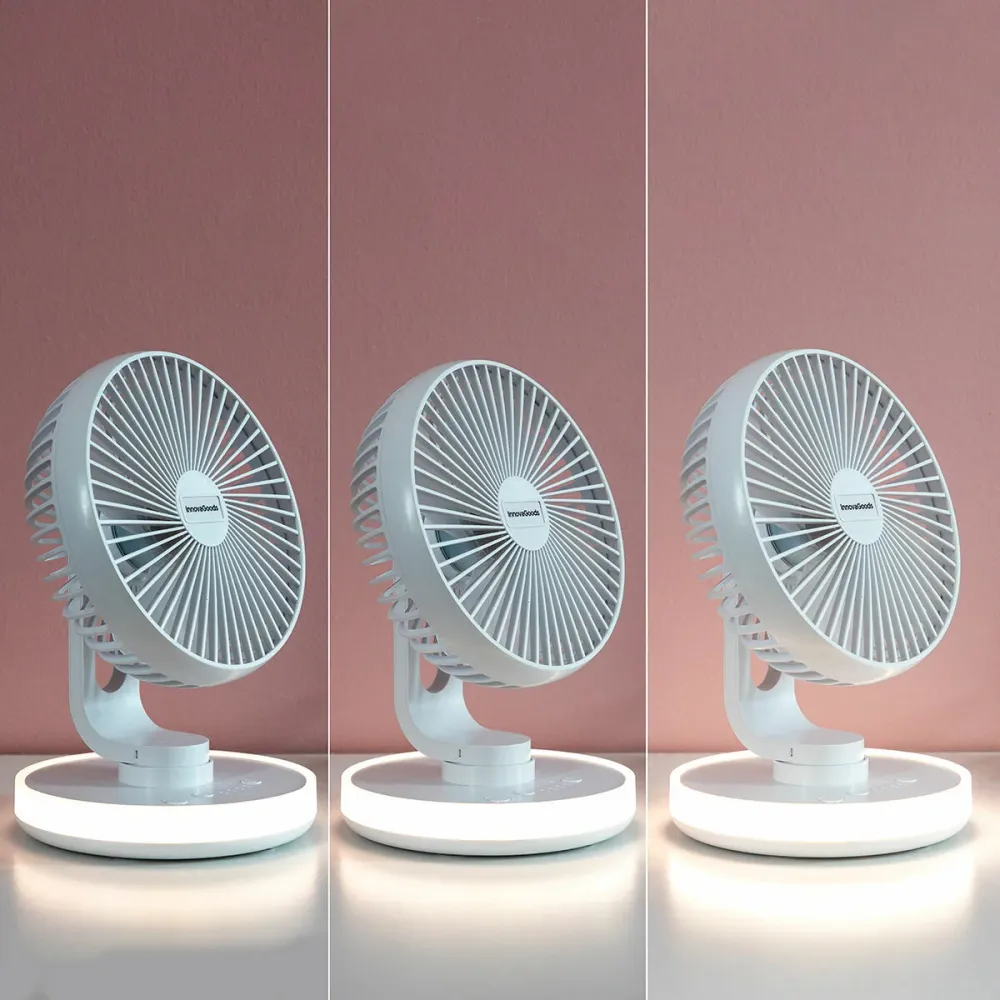 Акумулаторен Вентилатор за Бюро с LED FanLed InnovaGoods Ø6,6'' 4000 mAh