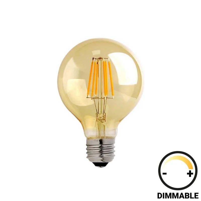 Led лампа g95 крушка димируема 4w e27 200-220v кехлибарена
