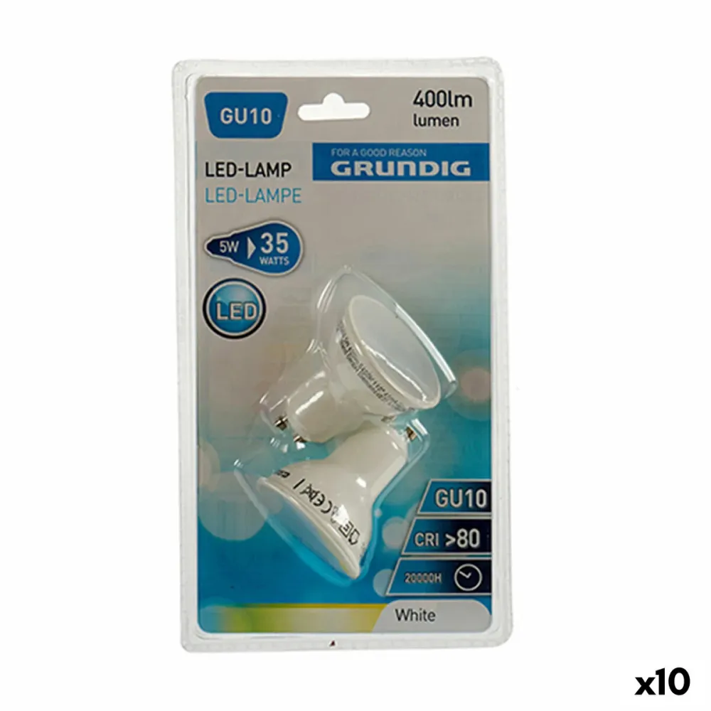 LED крушка Grundig 6400 K Бял 5 W GU10 400 lm (5 x 6 x 5 cm) (10 броя)