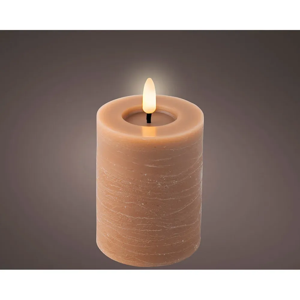 LED Свещ Lumineo Кафяв Ø 7 x 11,2 cm Пламък ефект (AAA)