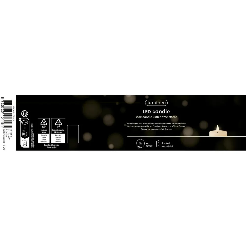 LED Свещ Lumineo Бежов Сметана Ø 7 x 19 cm (AAA)