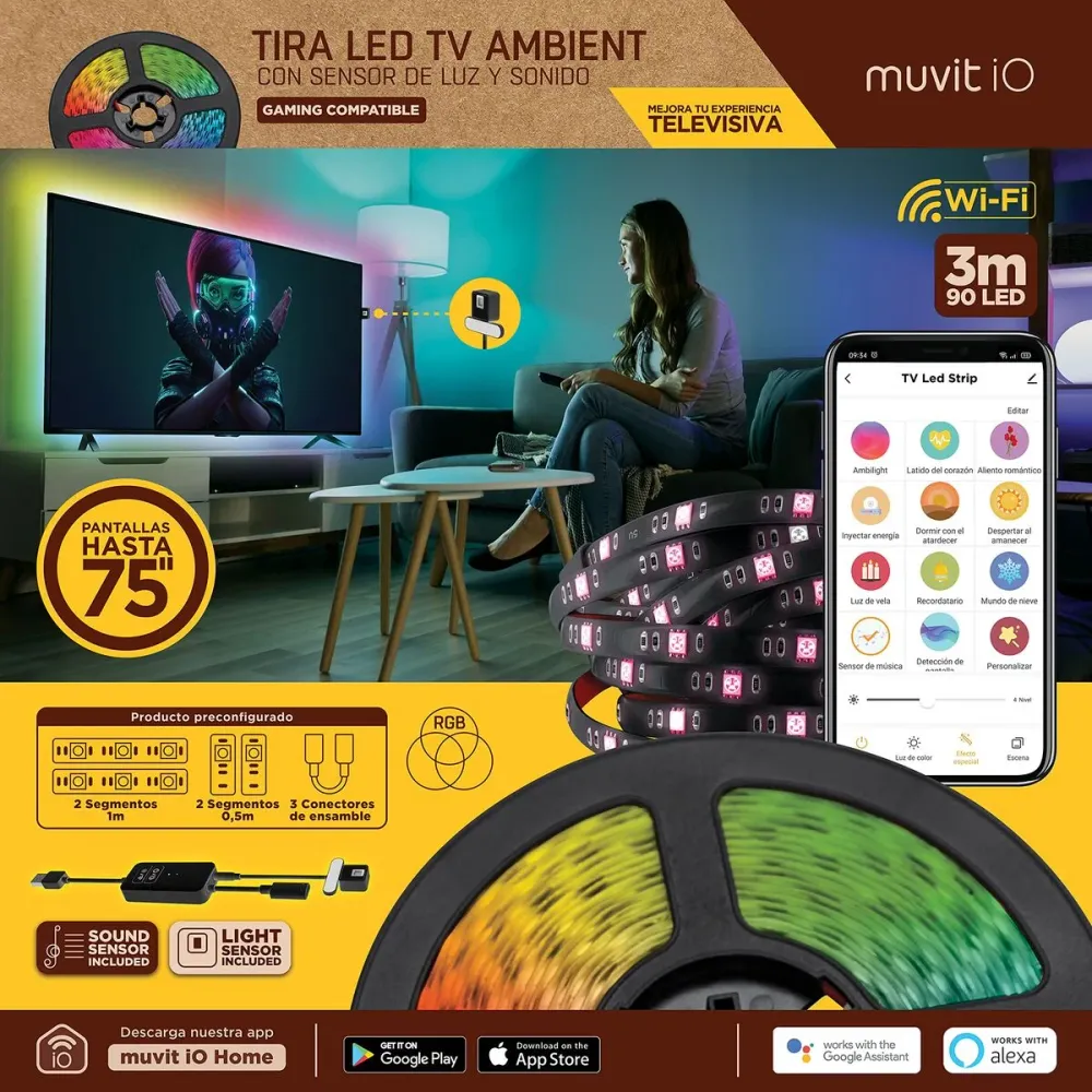 LED ленти Muvit iO Черен 30 cm 3 m